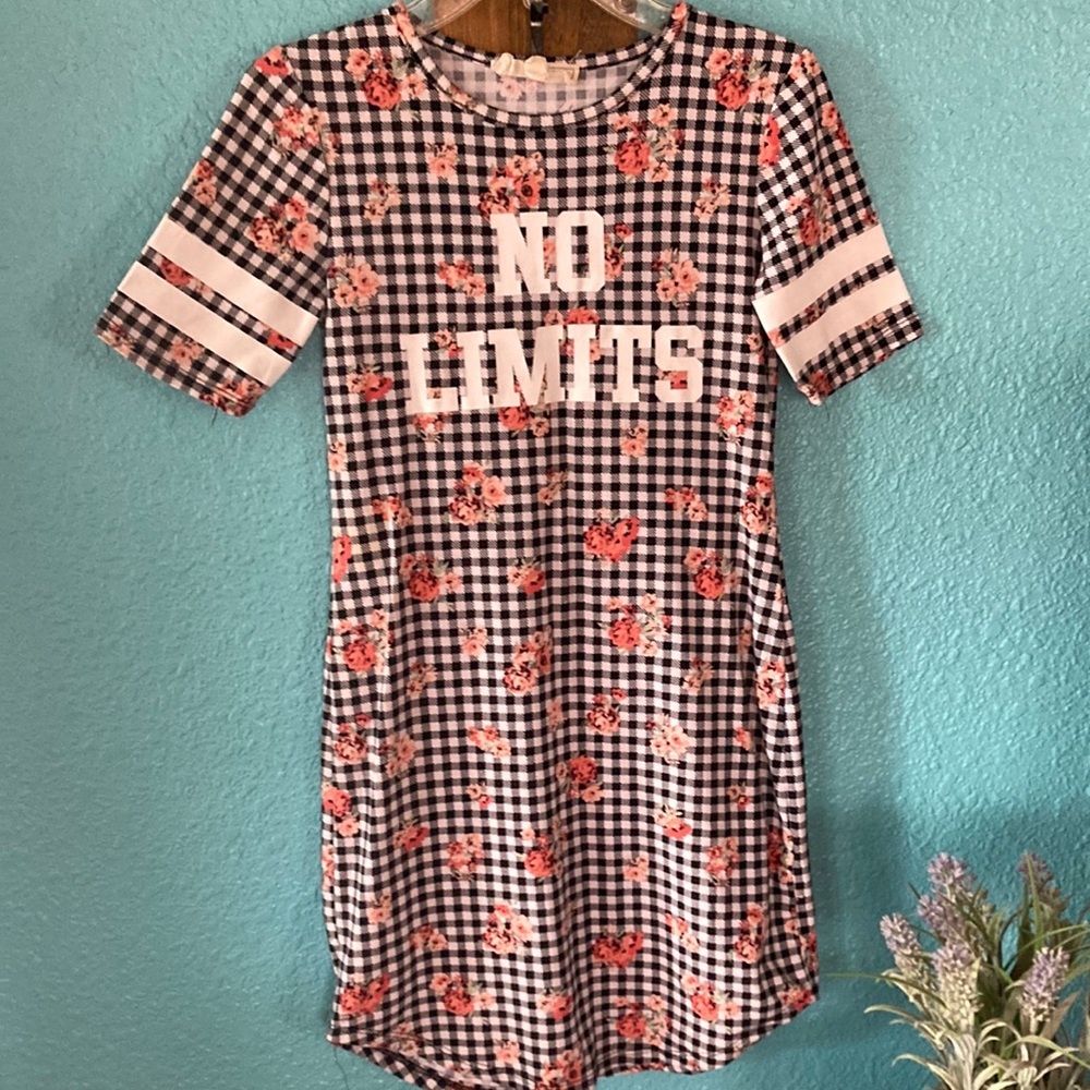 No Comment | Girls Plaid Floral dress